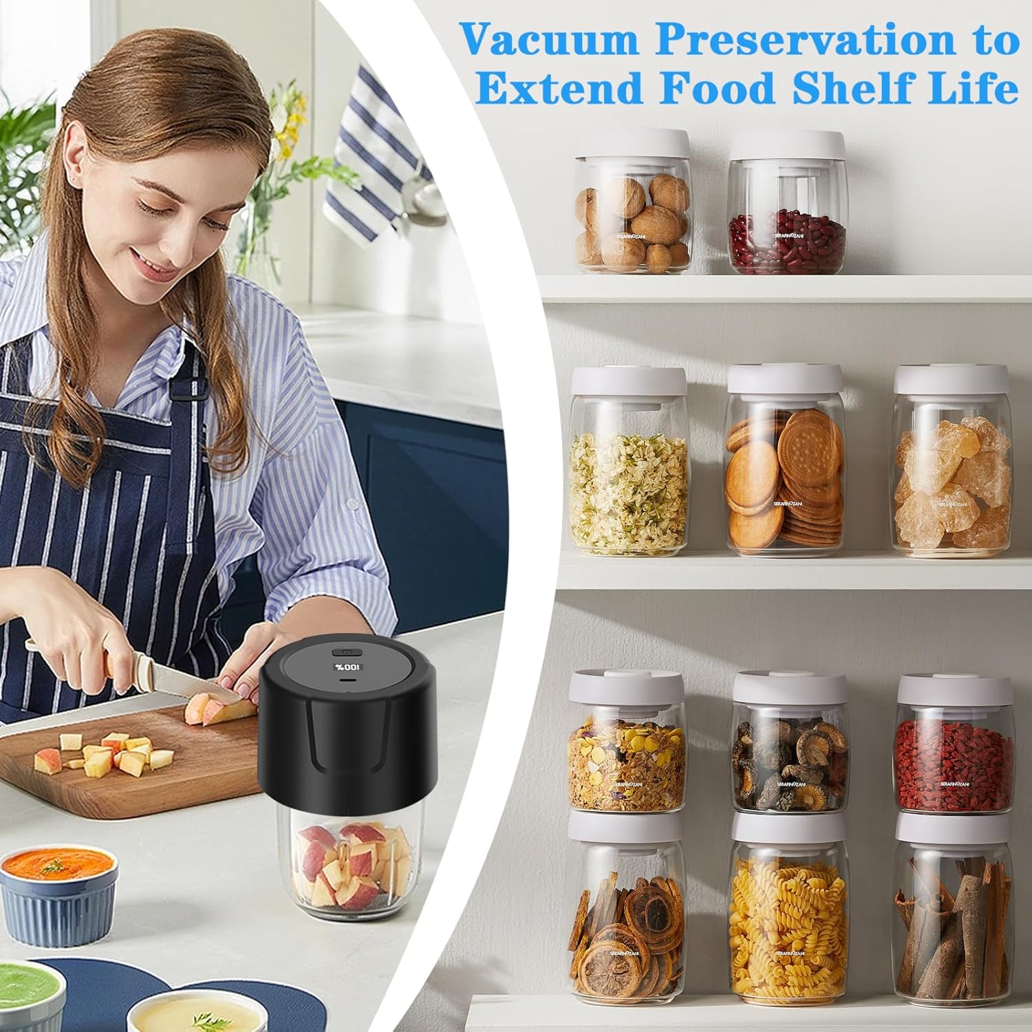 Electric Mason Jar Vacuum Sealer with 5 Regular 5 Wide Mouth Lids