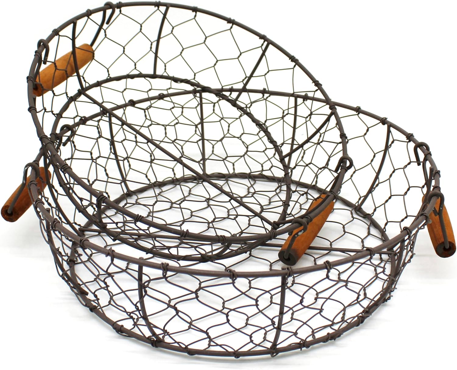 CVHOMEDECO Round Metal Wire Fruit Trays Set of 2