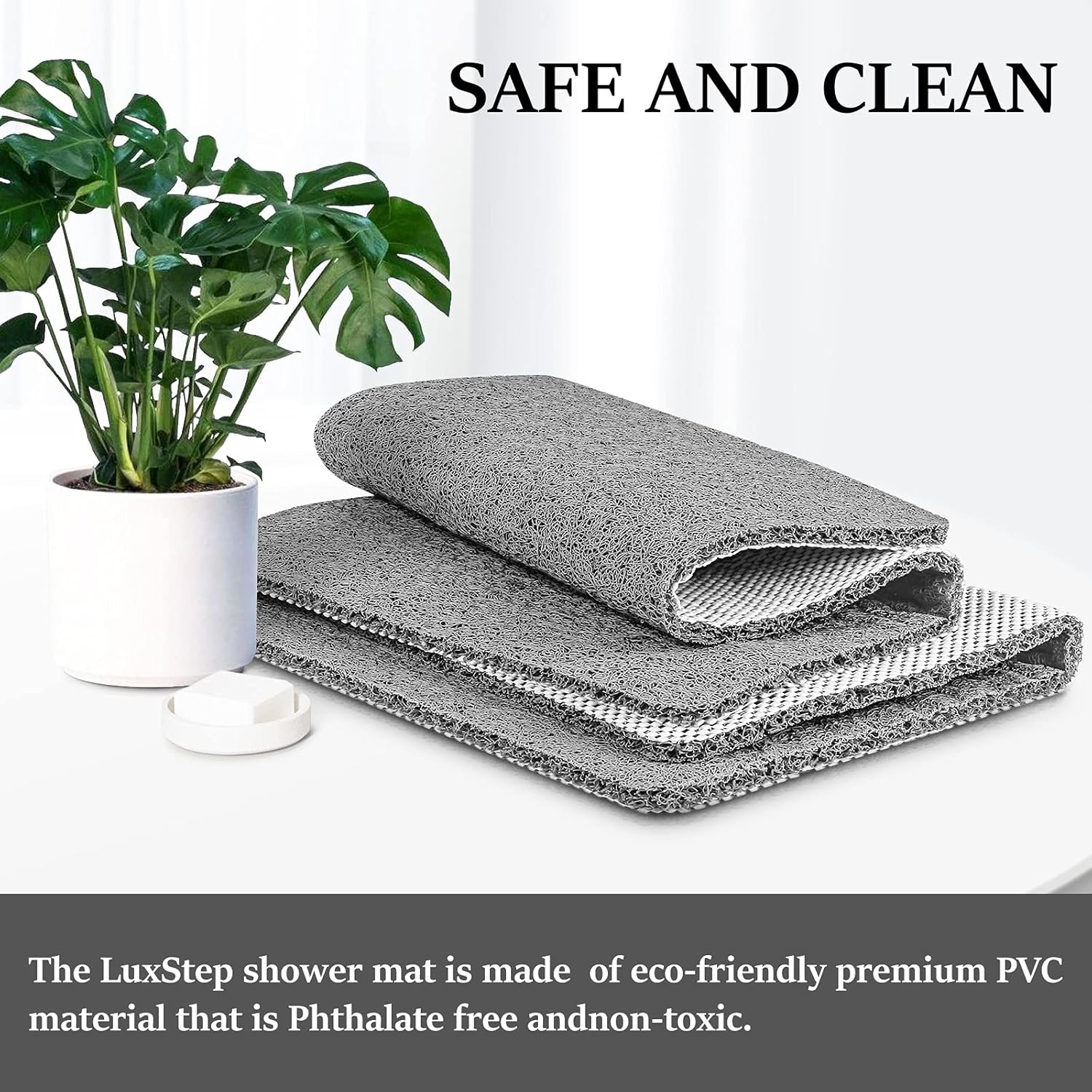 LuxStep Non-Slip Bath Mat 24x16 Inch Grey