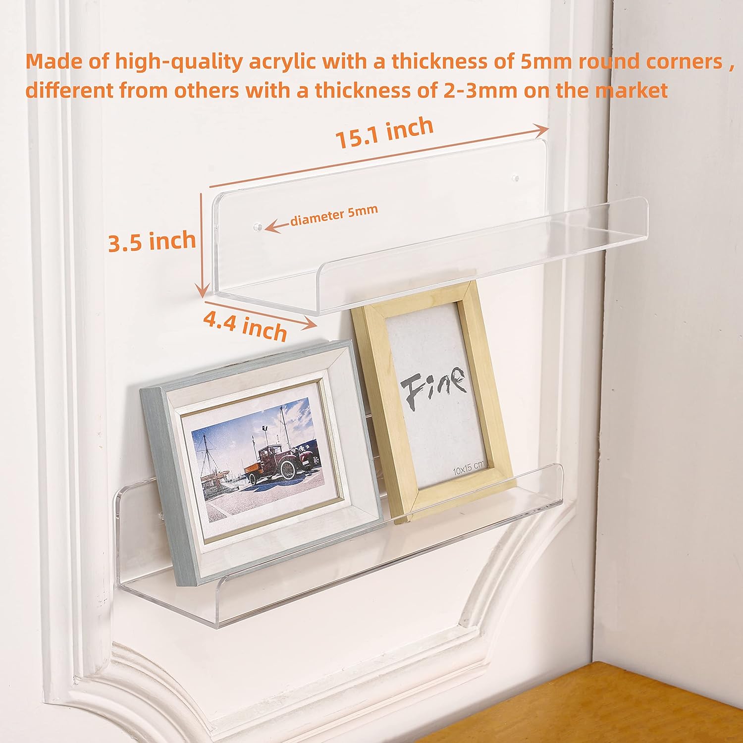 CY Craft 6PCS Clear Floating Bookshelf for Kids Room