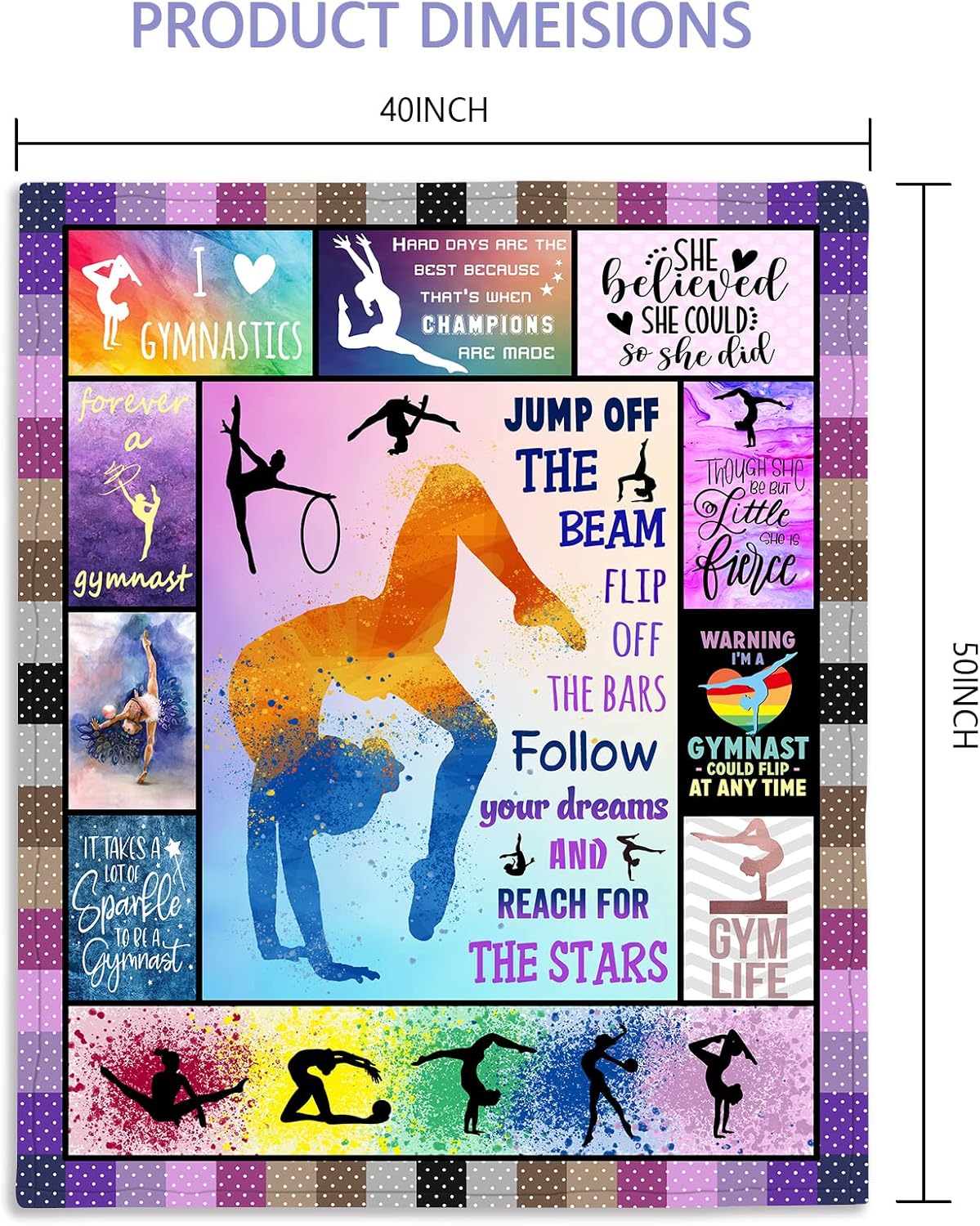Gymnastics Themed Blanket 50x40 - Perfect Gift for Girls