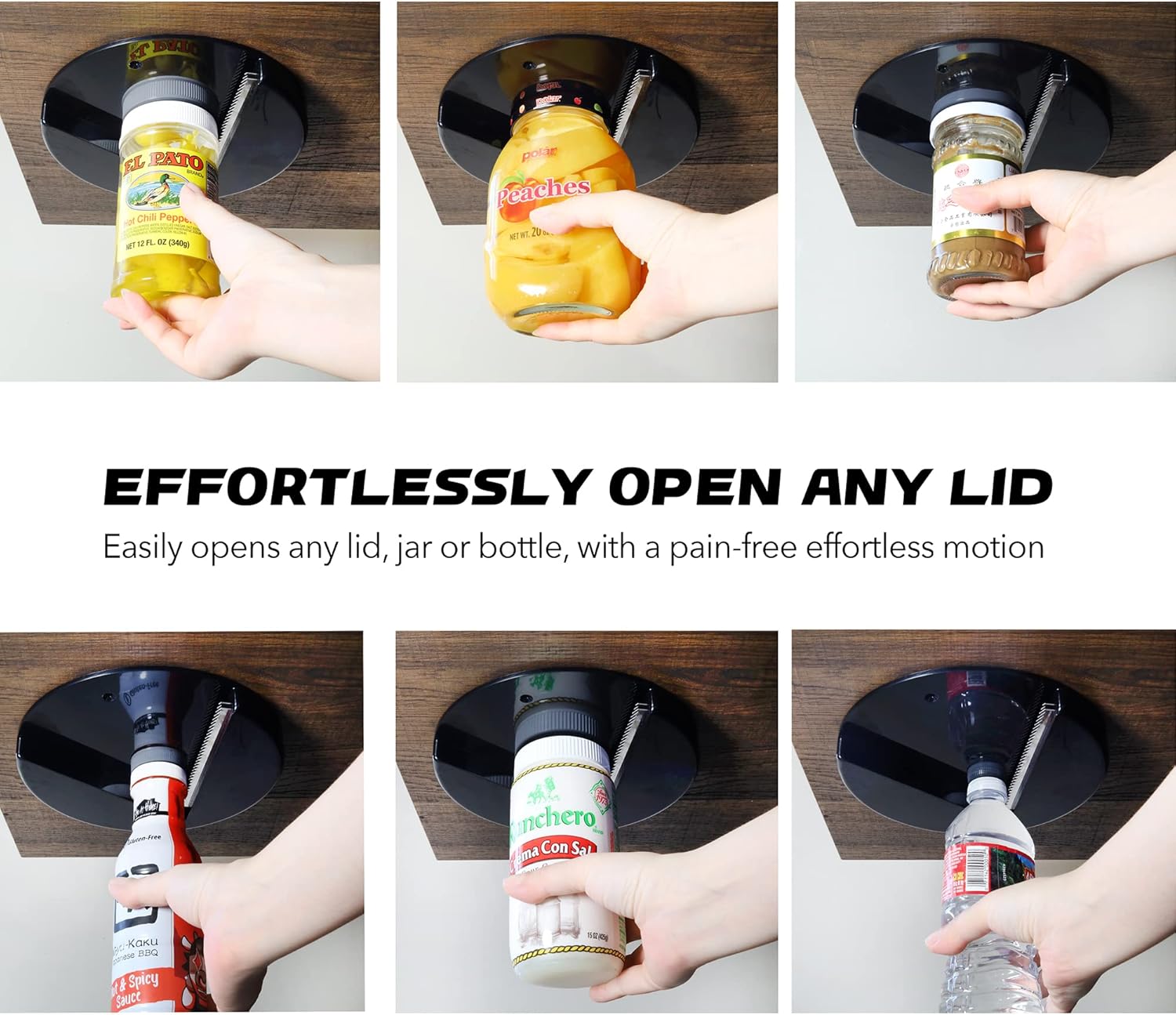 Under Counter Jar Opener for Weak Hands - Black
