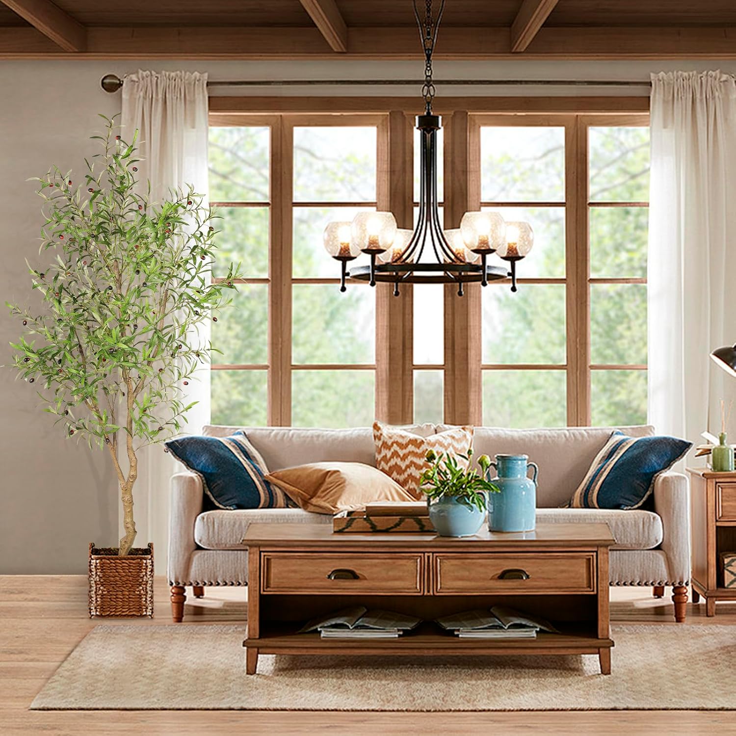 7ft Faux Olive Tree for Home Office Decor