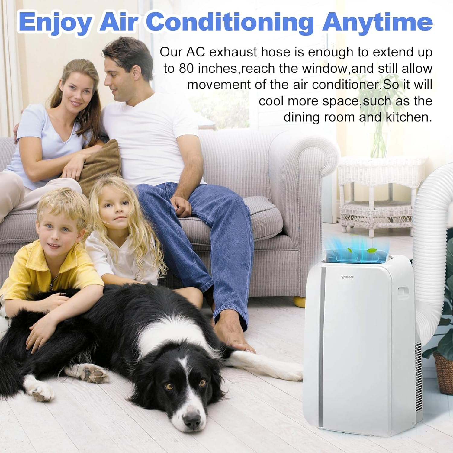 59 Inch Portable Air Conditioner Hose Adapter Square to Round Window Coupler