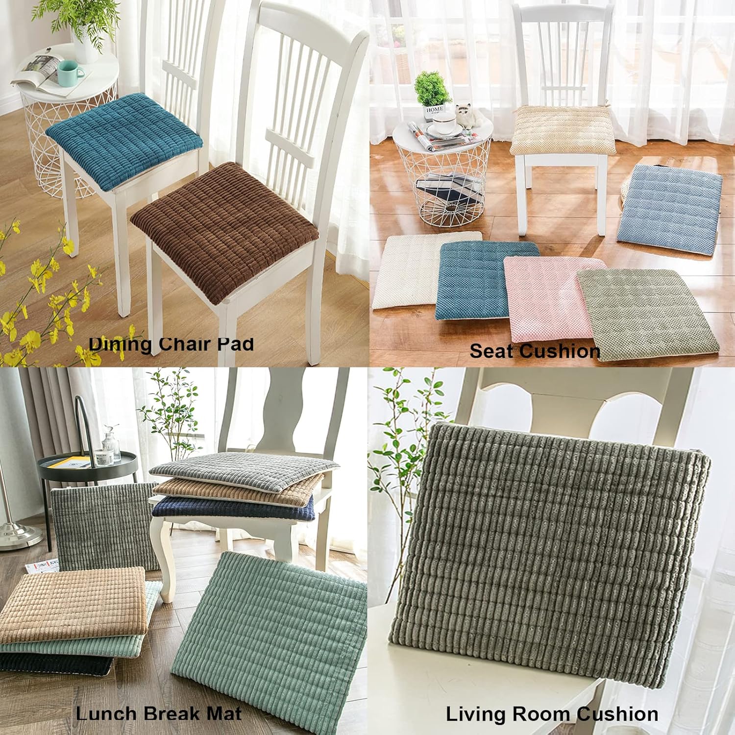 Corduroy Stripe Chair Cushion Set of 2