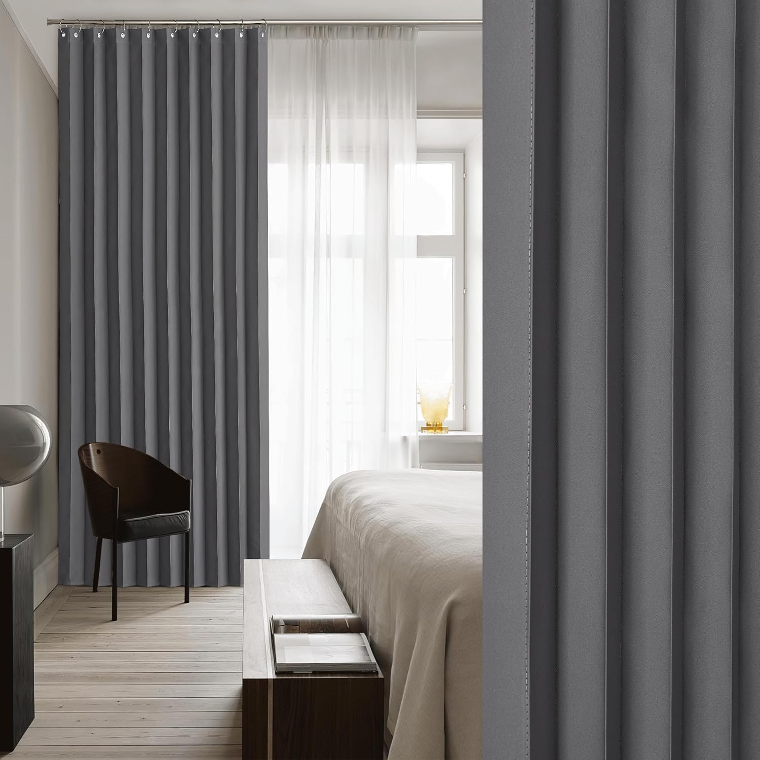 NICETOWN Blackout Door Curtain Panel with Hooks