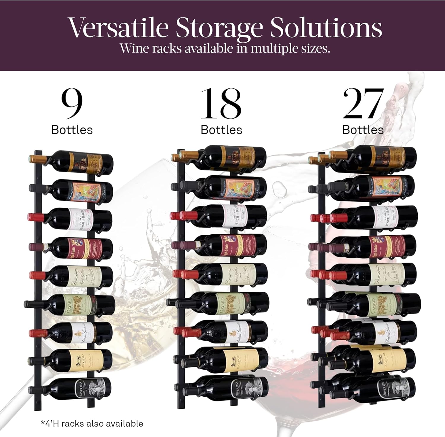 Wine Enthusiast NFINITY 18 Bottle Wall Mounted Wine Rack - Black
