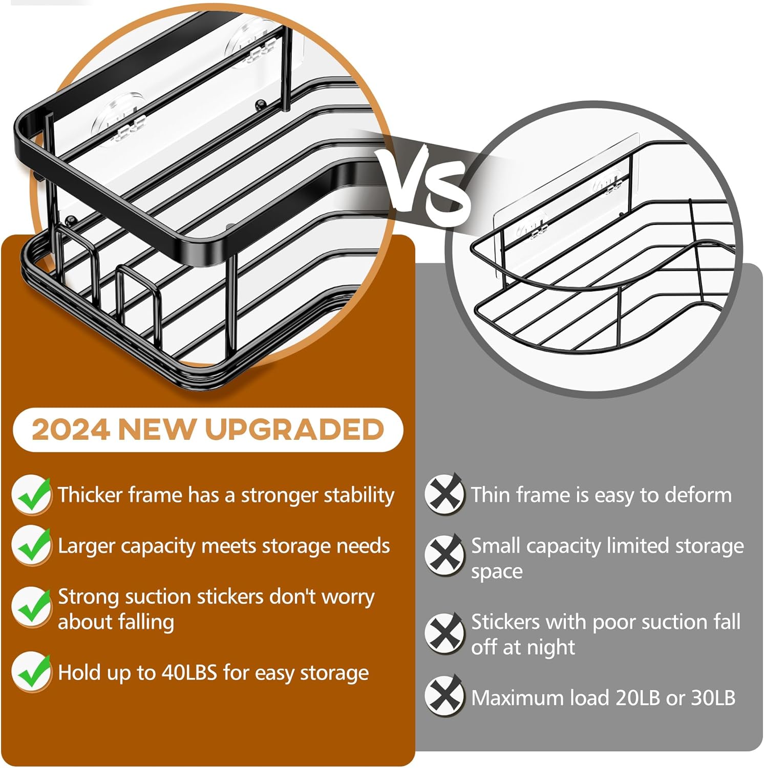 MAXIFFE 3-Pack Corner Shower Caddy Organizer Black