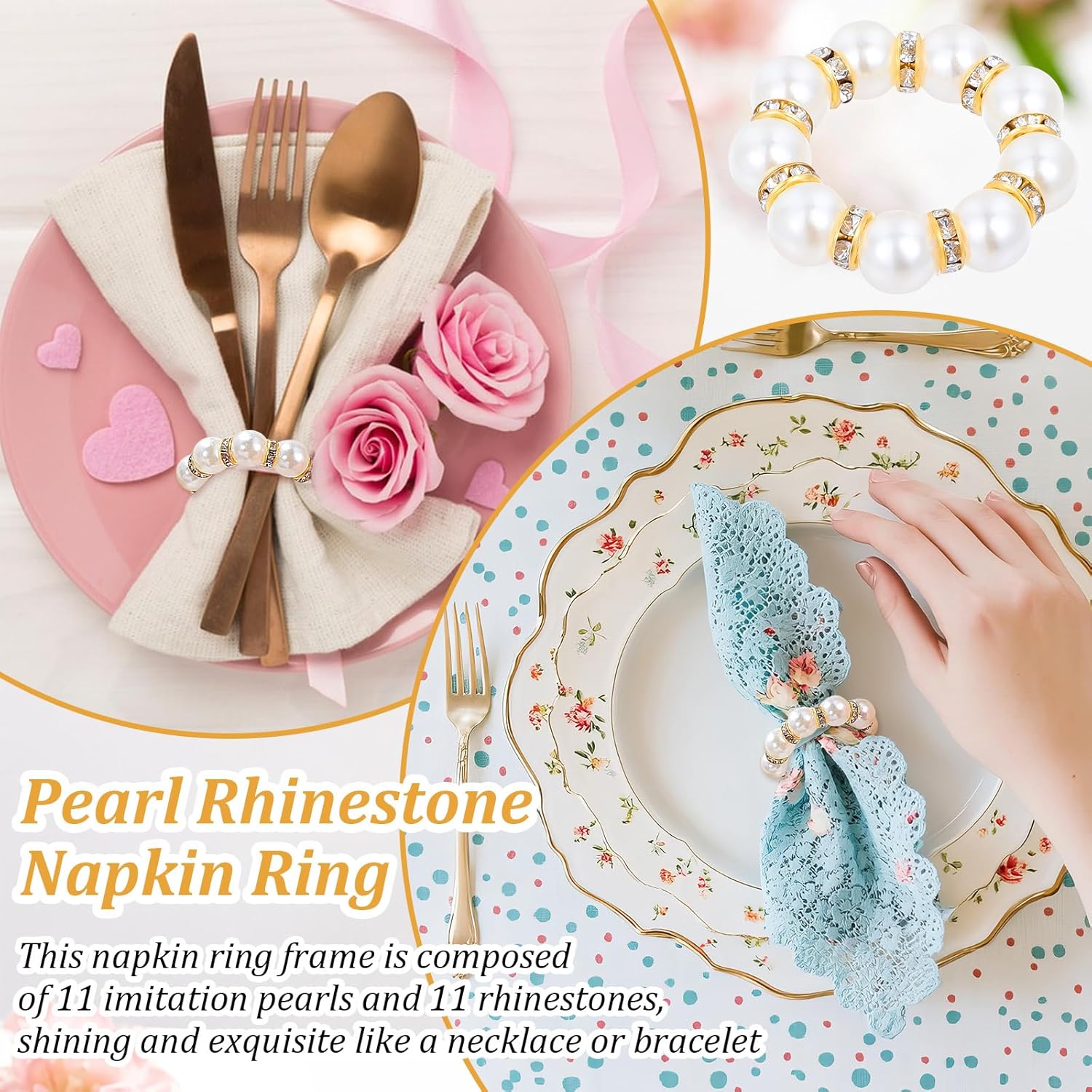 60 Pcs Pearl Napkin Rings for Elegant Weddings and Parties