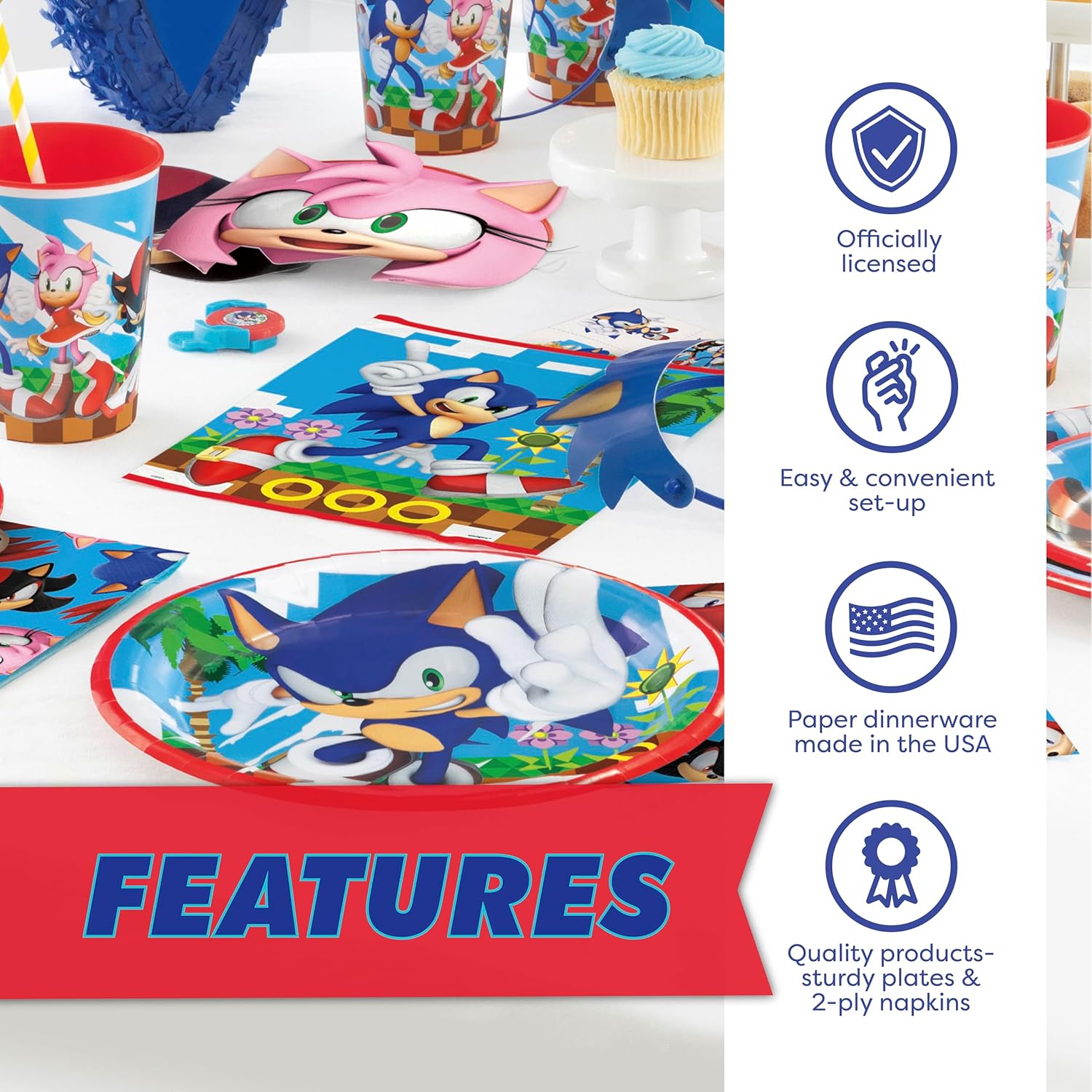 Sonic Birthday Party Decor Set for 16