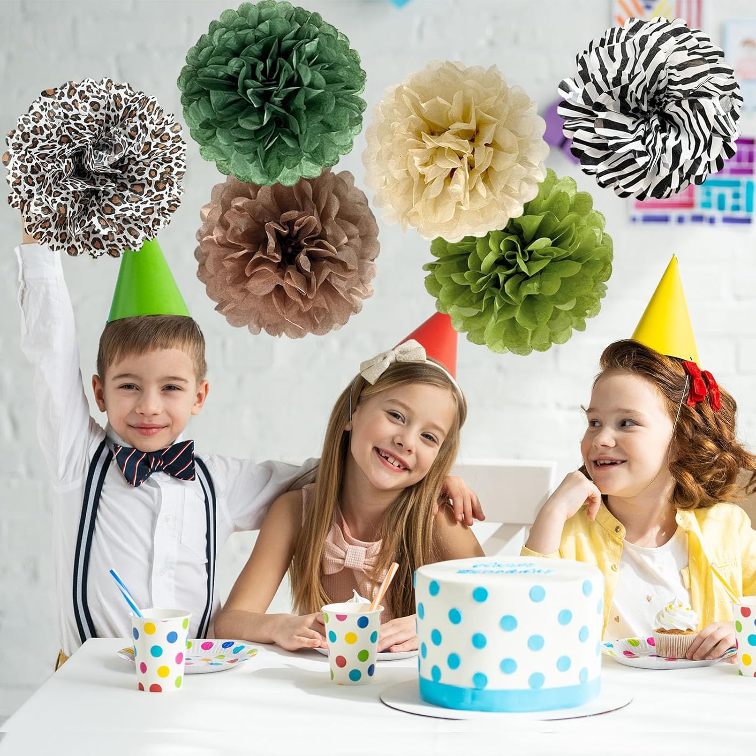 Jungle Safari Tissue Paper Pom Poms Decorations