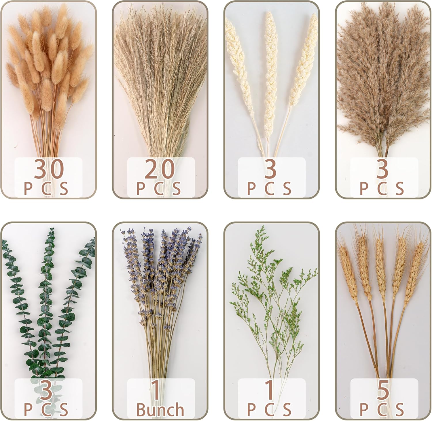 Boho Dried Flower Bouquet with Pampas Grass Lavender Eucalyptus and Wheat