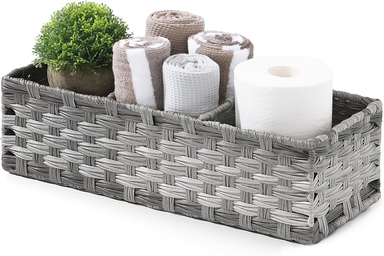 Larger Compartments Toilet Paper Basket with Divider - Rustic Farmhouse Decor