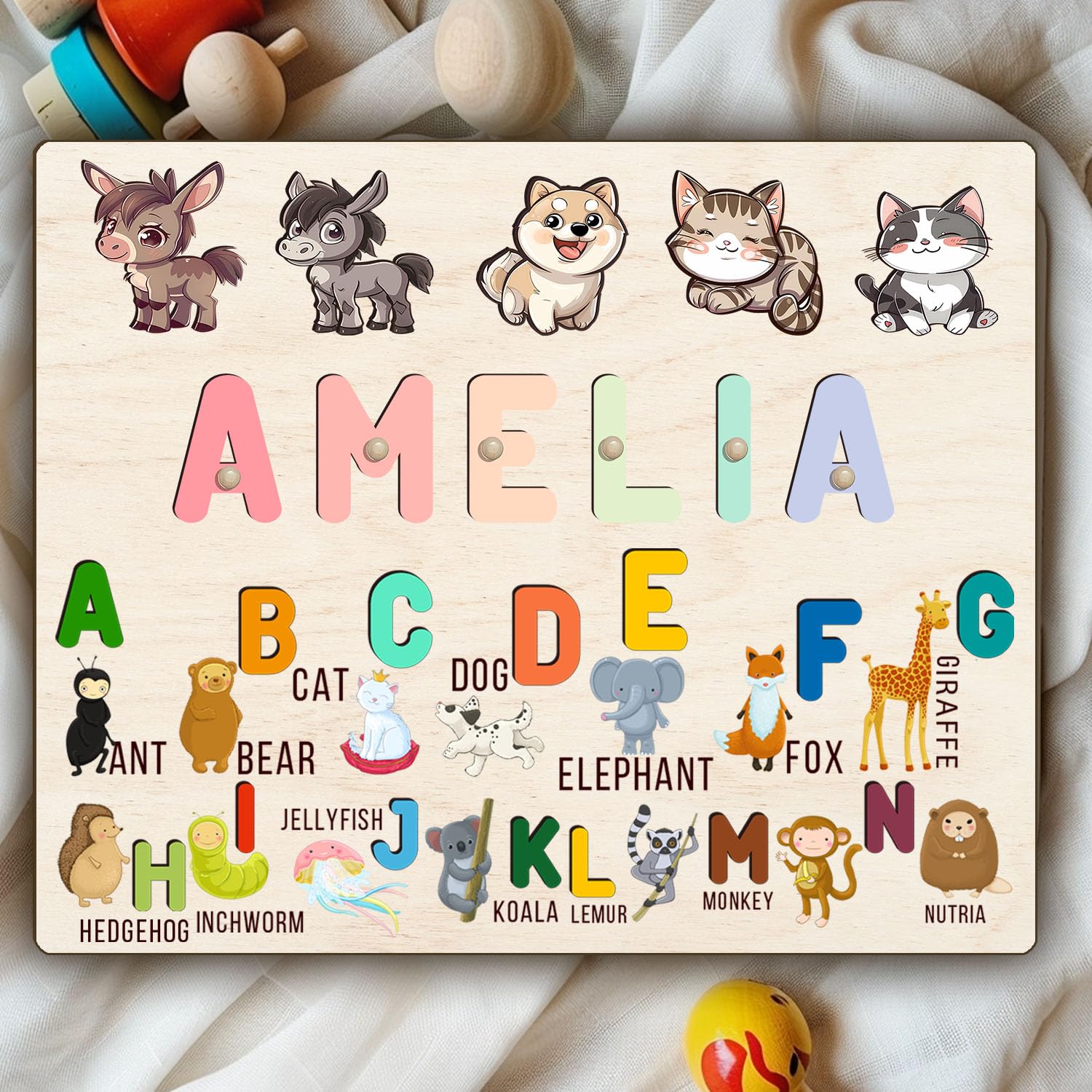 Personalized Wooden Baby Name Puzzle for Toddlers