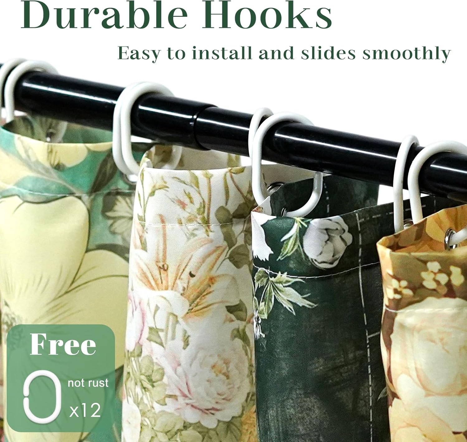 Mocsicka Boho Shower Curtain with 12 Hooks 72x72 Inch Waterproof