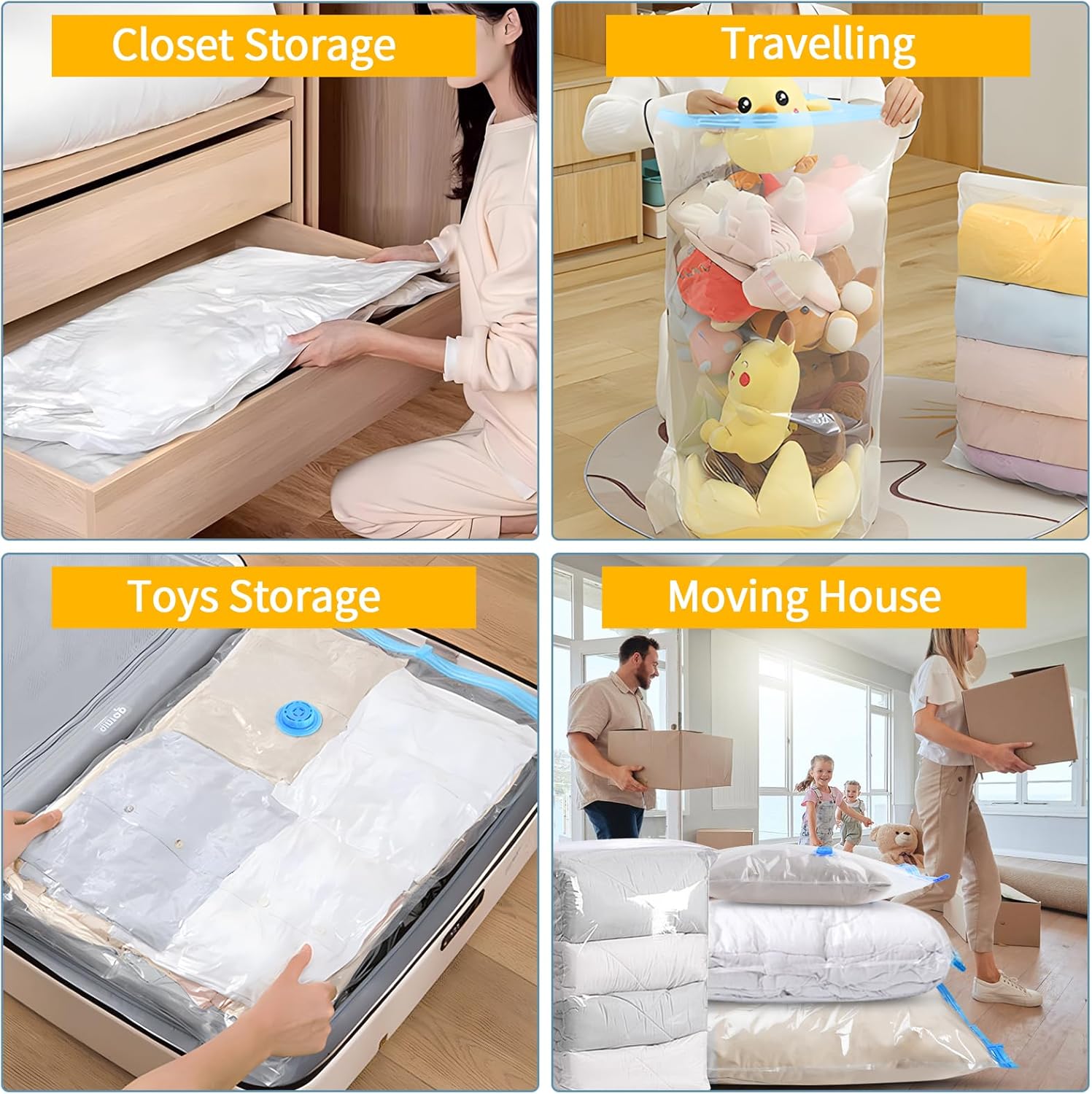 HOTBAG 10 Pack Vacuum Storage Bags for Clothes and Bedding