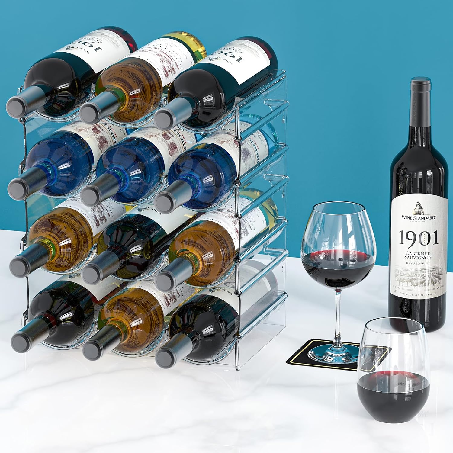 Benaep 4 Tier Plastic Bottle Organizer with 12 Containers