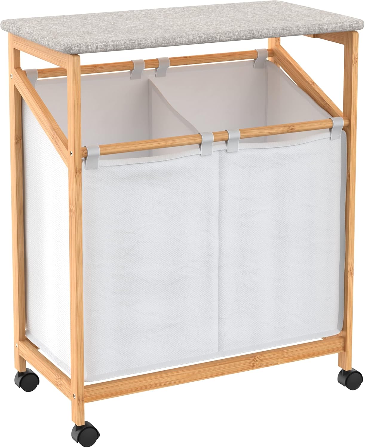 ClosetMaid Bamboo Laundry Hamper Cart with Ironing Board