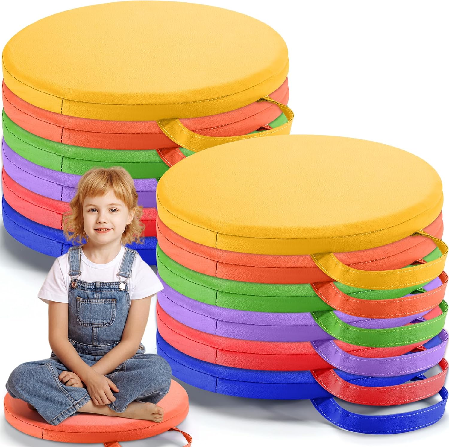 Suzile 12 Pcs Round Floor Cushions for Kids
