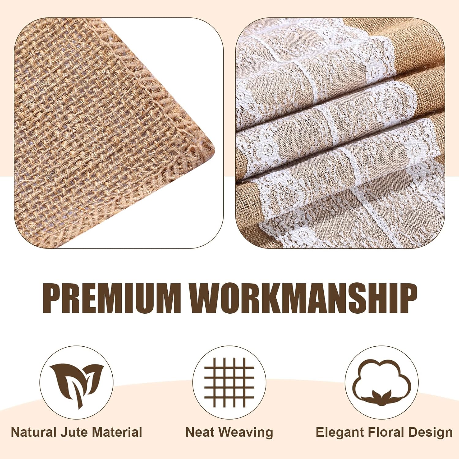 Chumia 12 Pack Burlap Table Runner for Farmhouse Decor