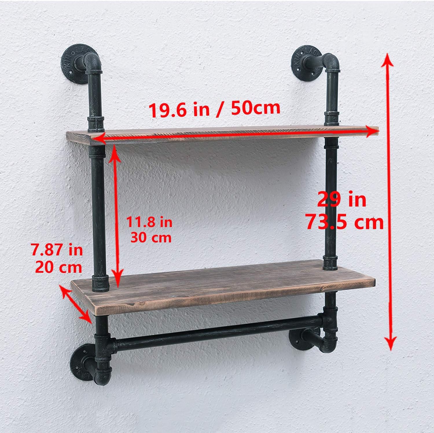 Retro Grey Industrial Pipe Bathroom Shelf Towel Rack 2 Tier