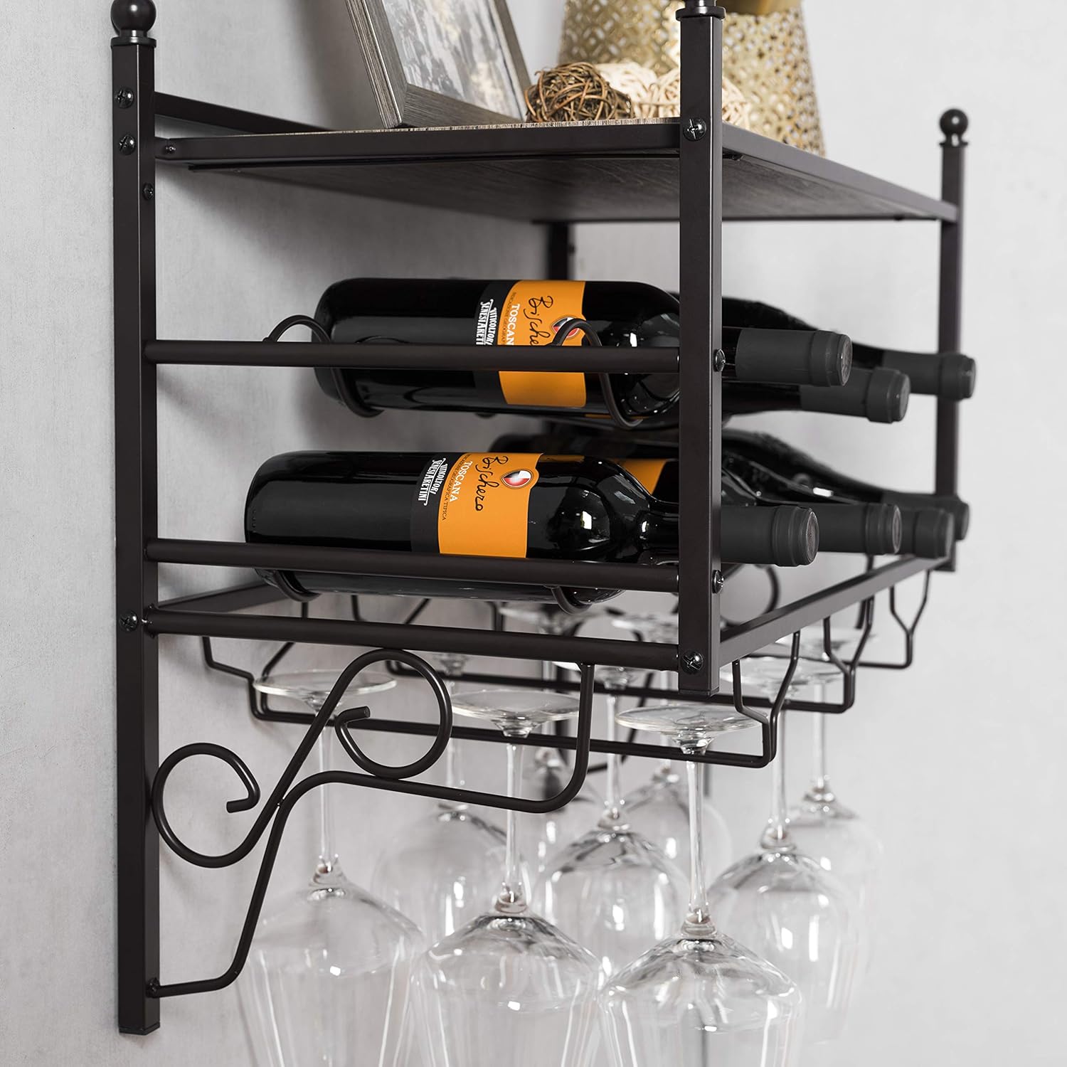 Home Zone Living Wine Rack - Freestanding Countertop Storage for 6 Bottles