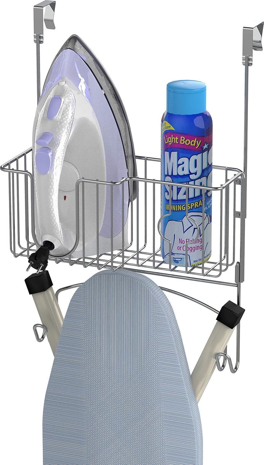 Simple Houseware Ironing Board Holder with Chrome Finish