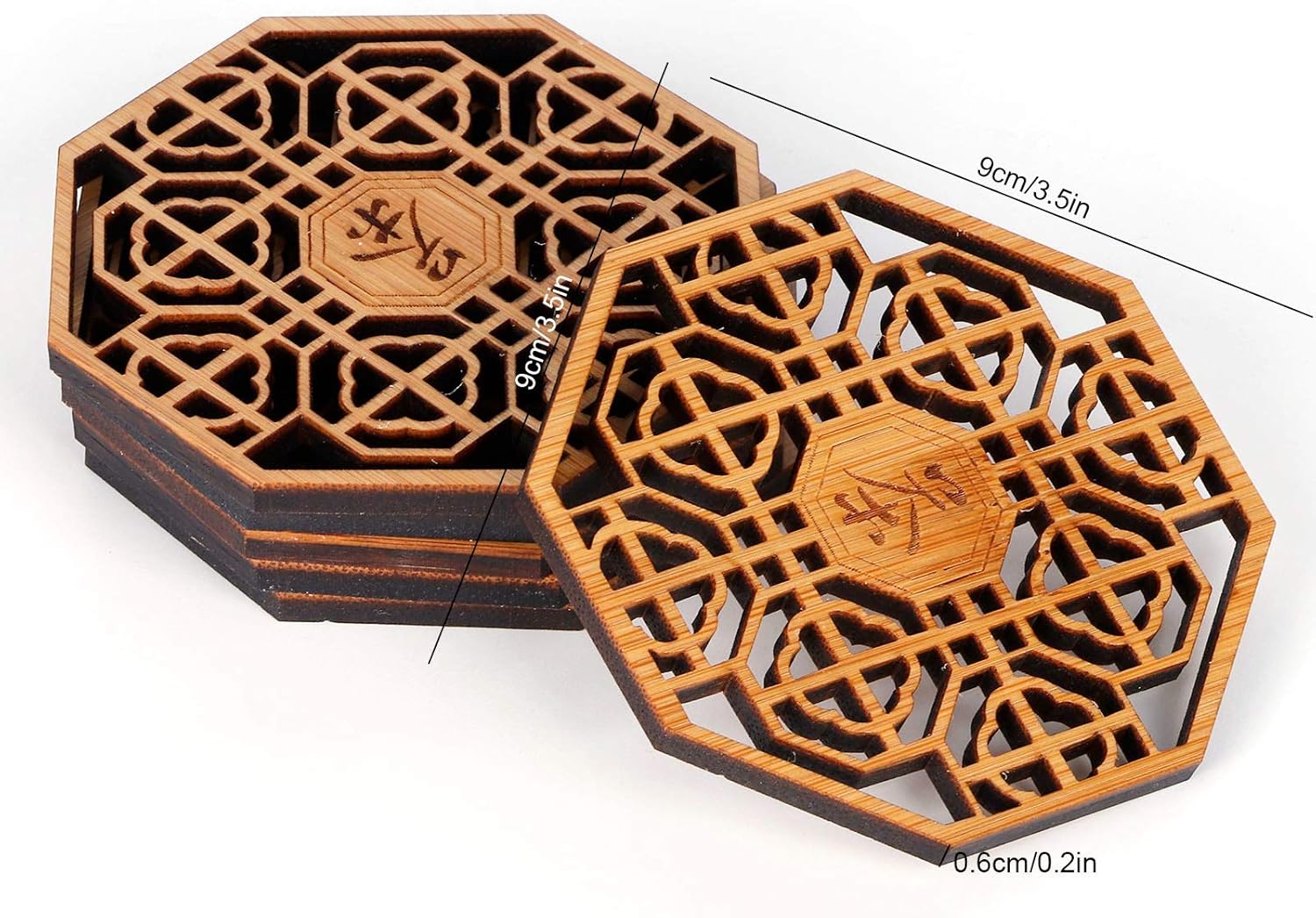 Leftwei Wood Coasters 6PCS Anti Scald Heat Insulation Bar Tools