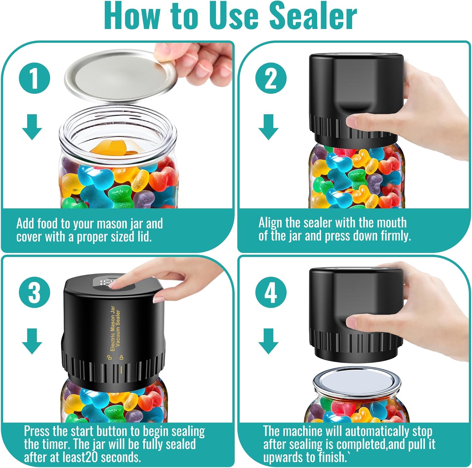Kailfee M13 Electric Vacuum Sealer for Mason Jars
