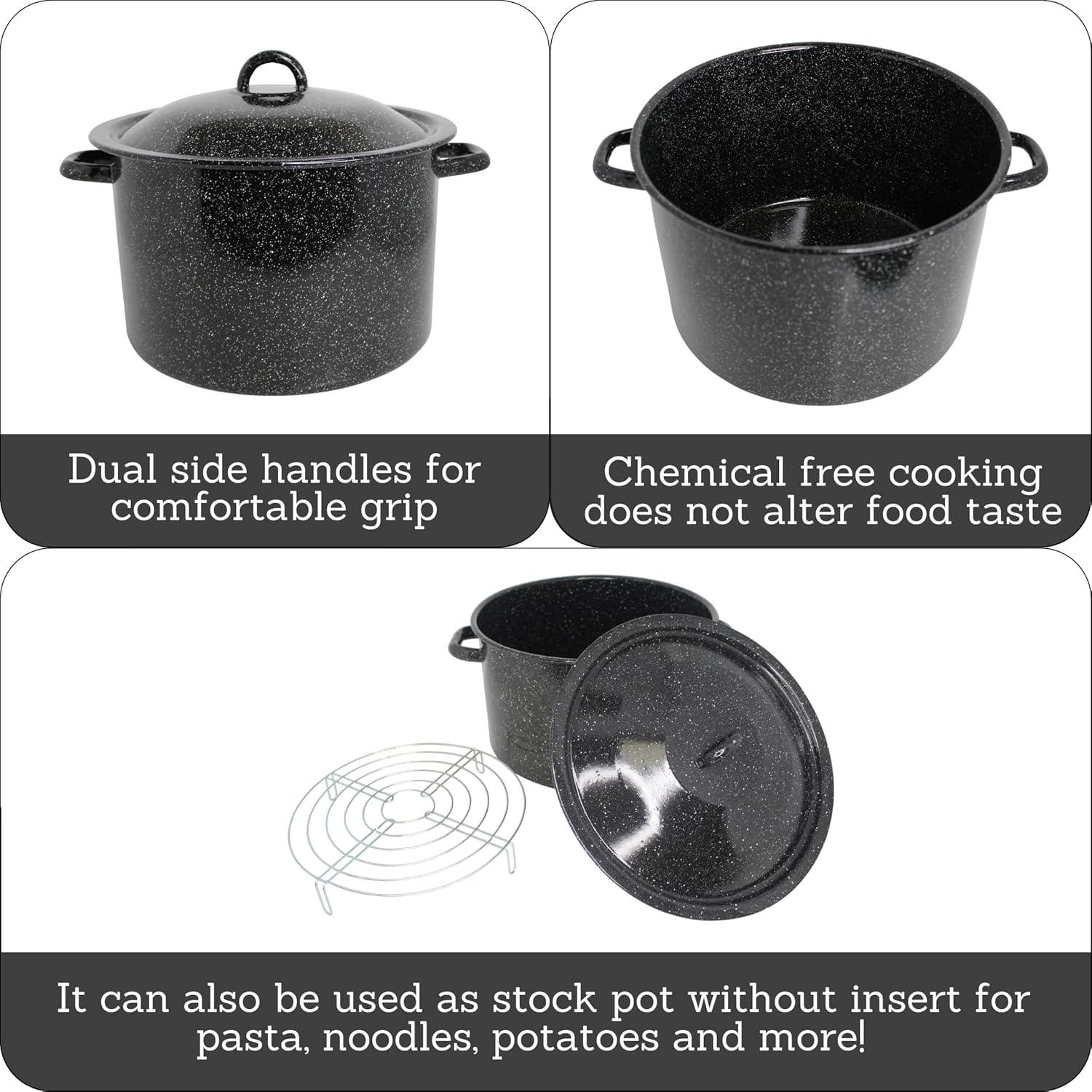 MIRRO 210 Qt Enamel Stock Pot with Rack