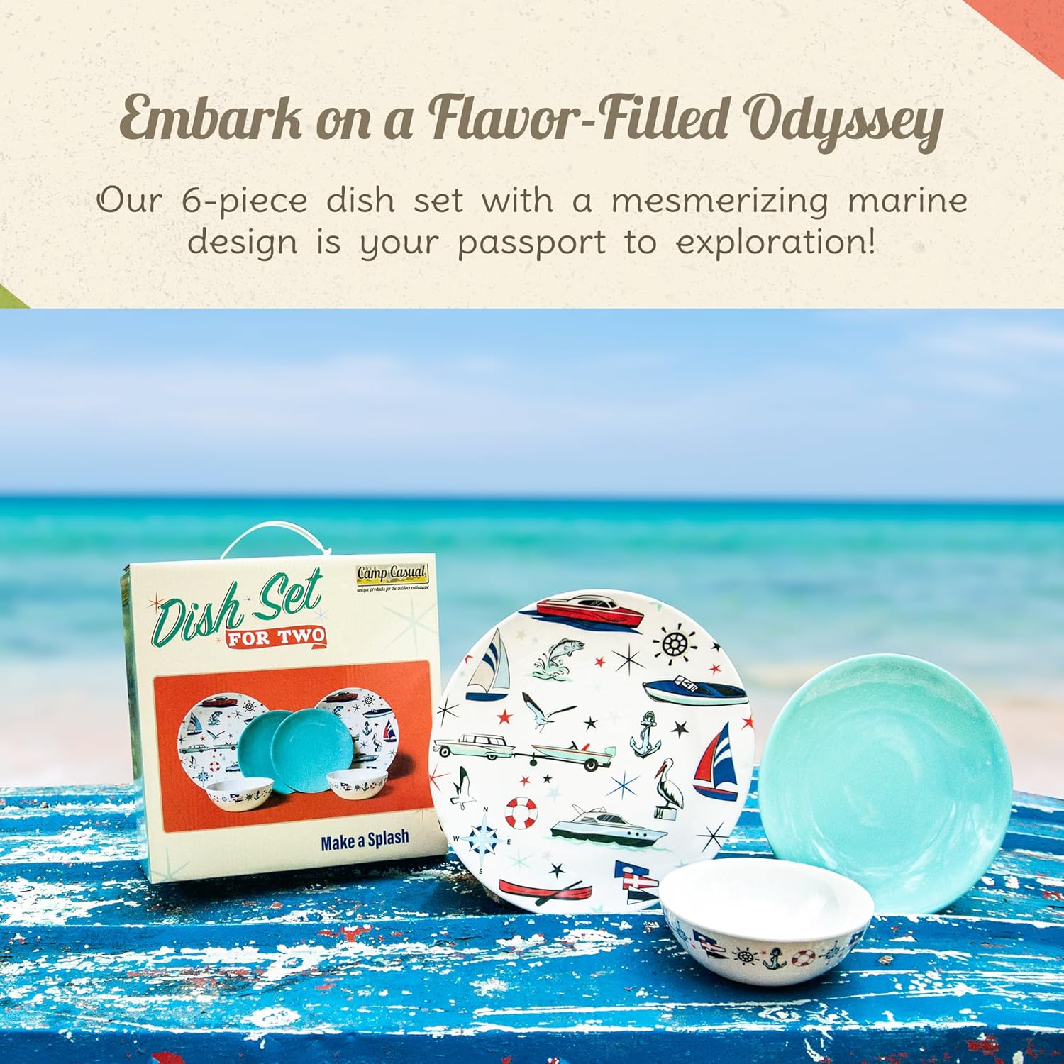 Camp Casual Melamine Dinnerware Set 6-Piece
