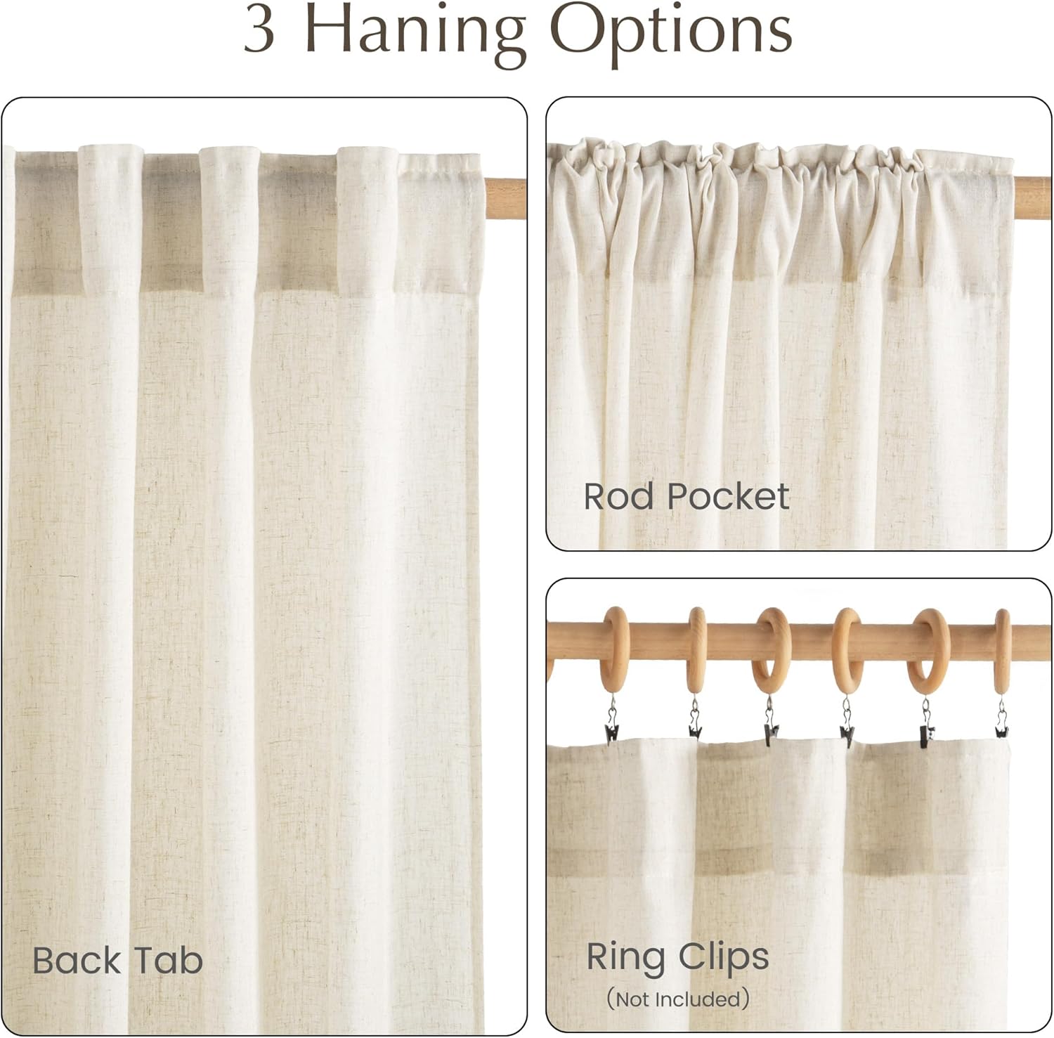 NICETOWN Linen Doorway Curtains 78 Inches Long 2 Panels