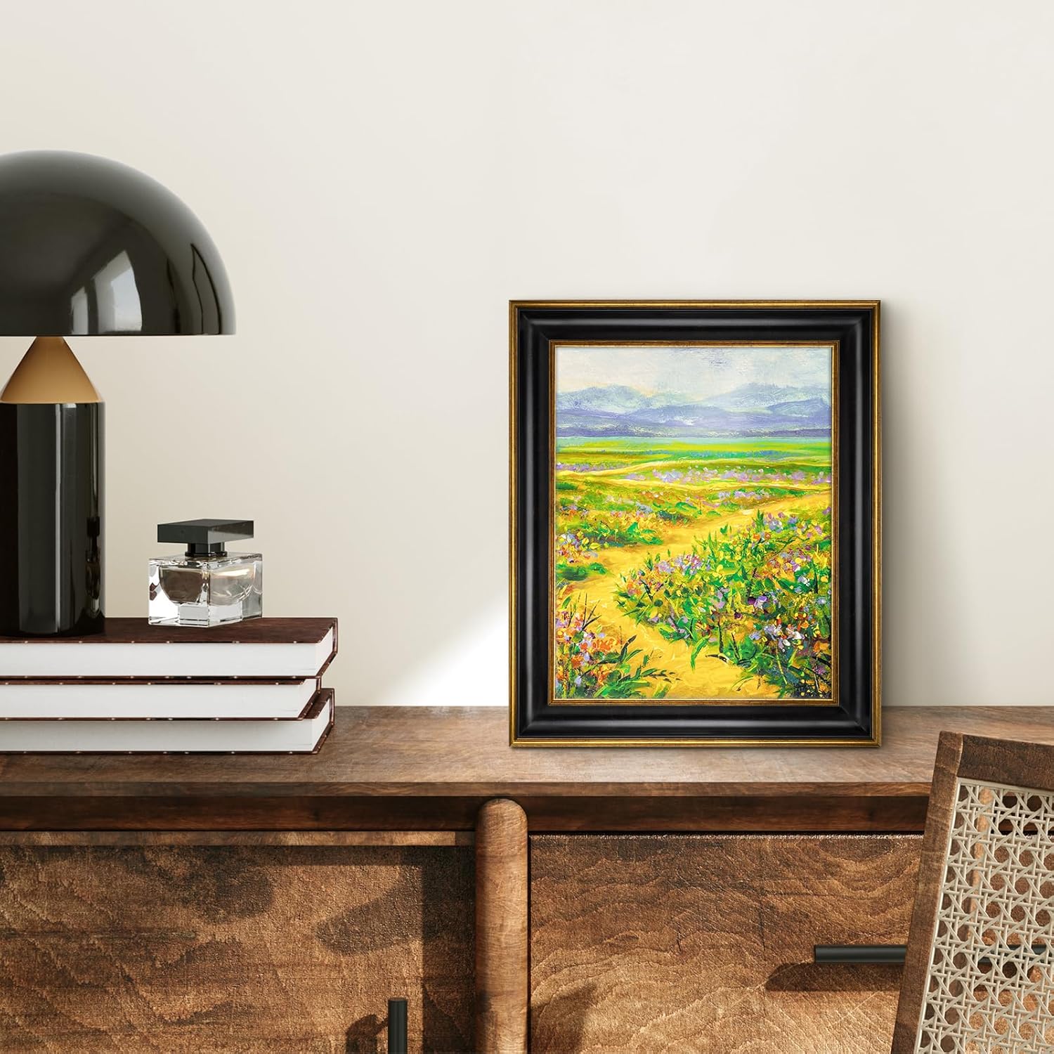 Golden State Art 8x10 Black Picture Frame With Gold Trim
