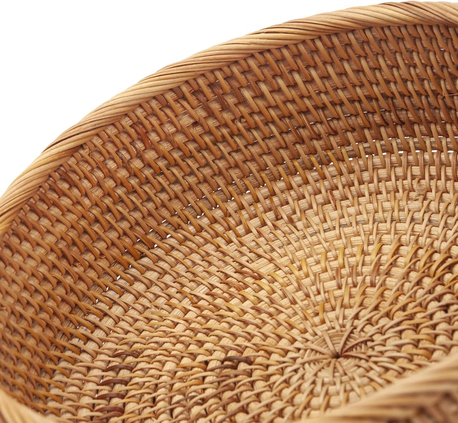 DECRAFTS Round Rattan Fruit Baskets Stackable Set of 3