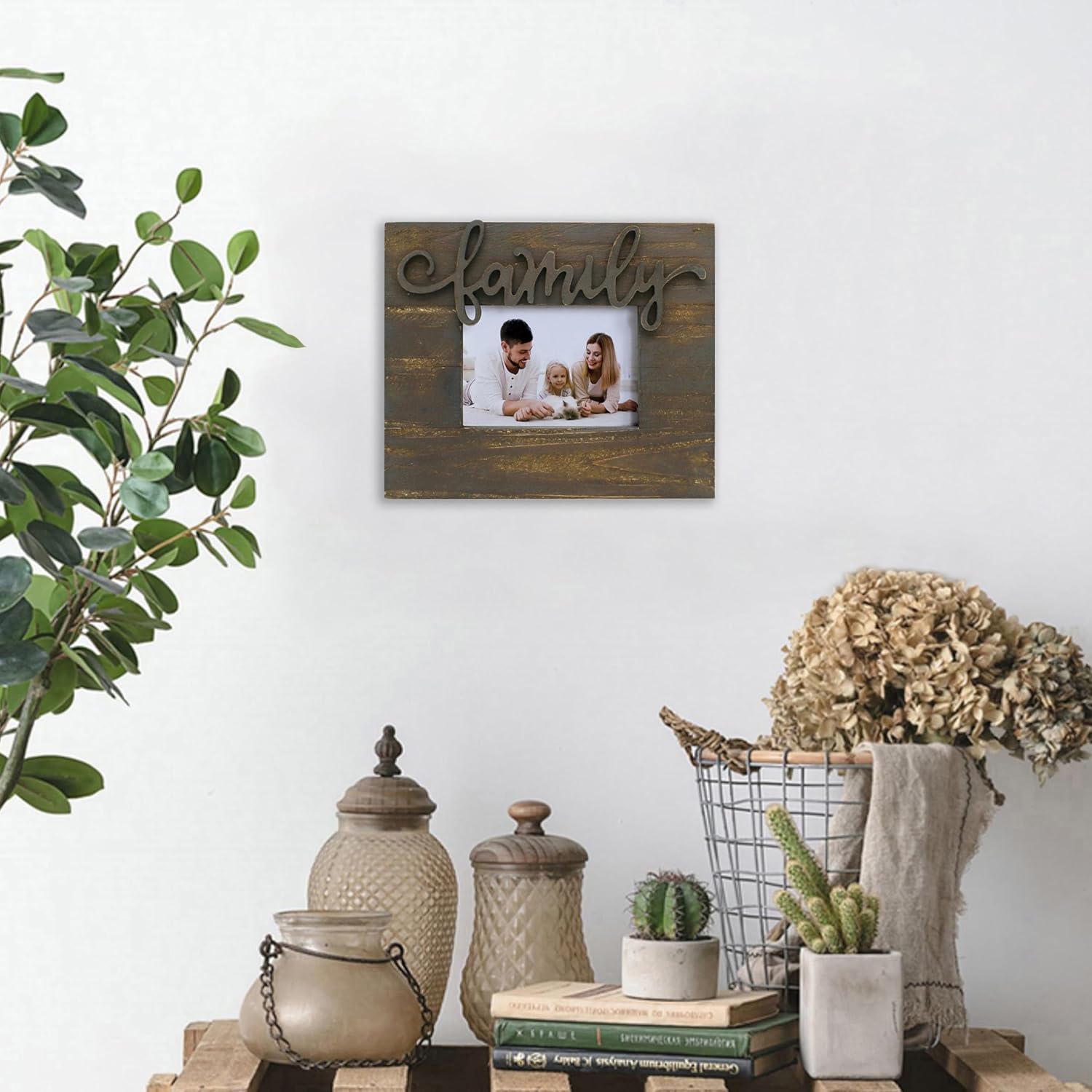 6x4 Wood Picture Frame with HD Glass Wall Mount Display