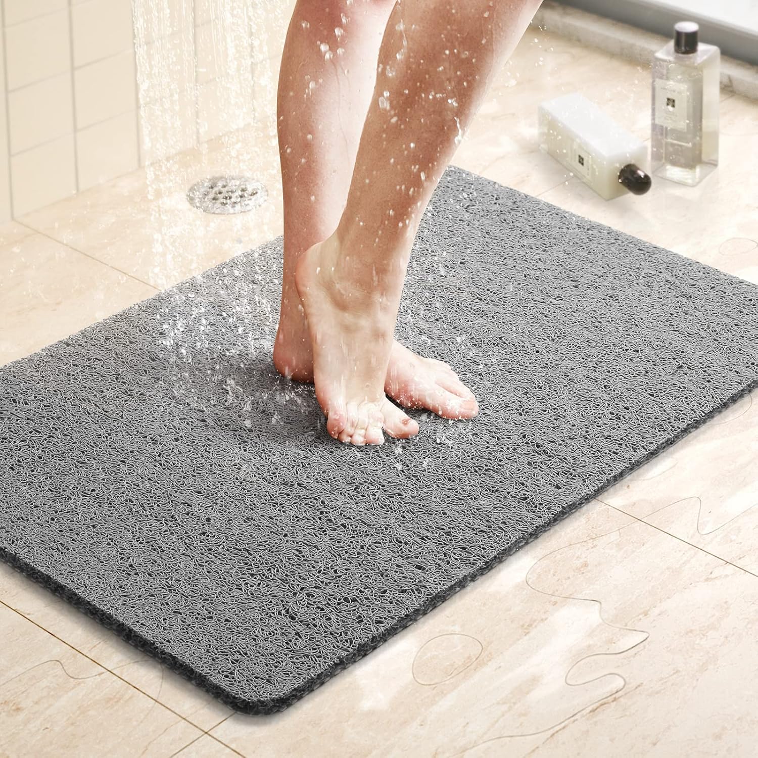 LuxStep Non-Slip Bath Mat 24x16 Inch Grey