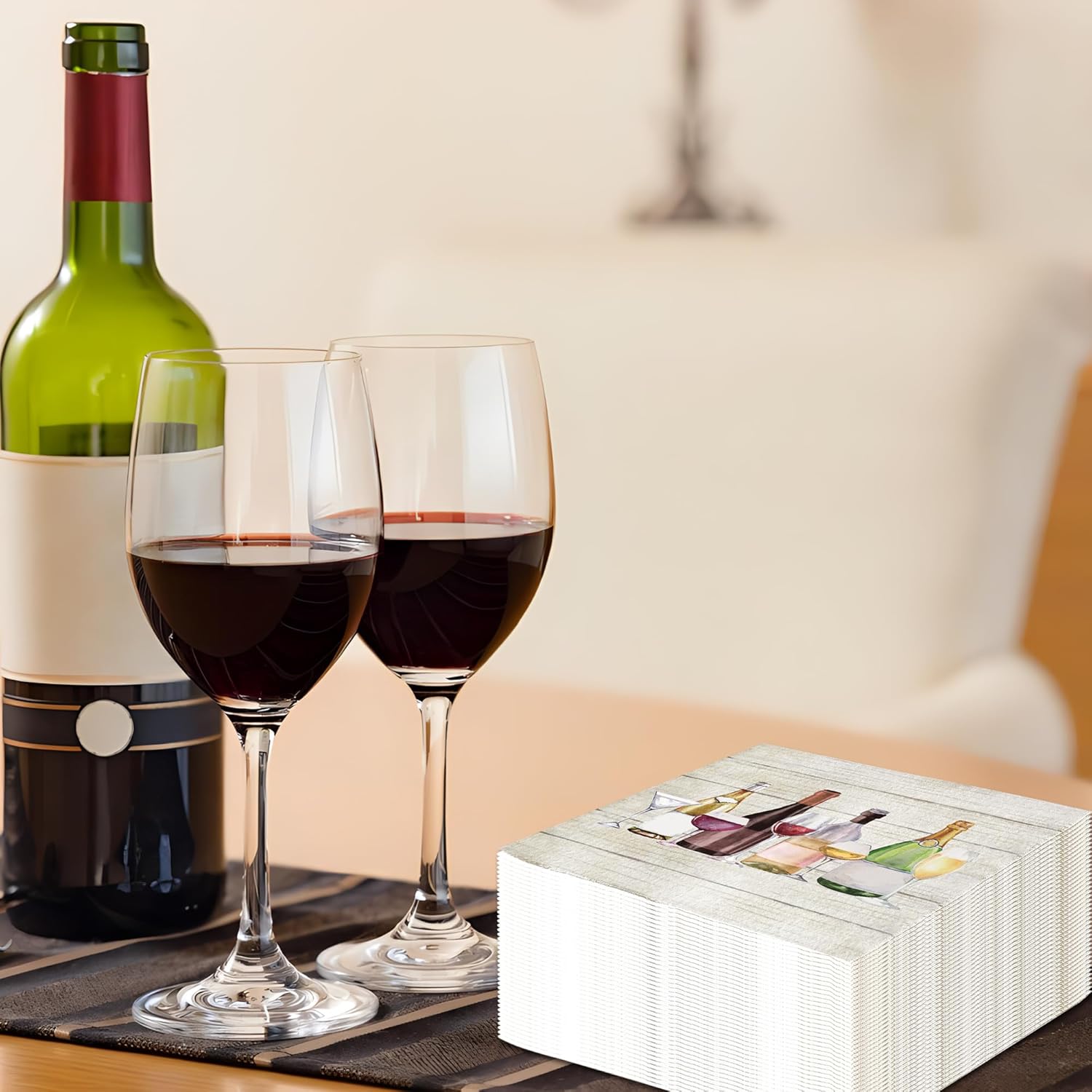 100 Pcs 3-Ply Wine Themed Cocktail Napkins