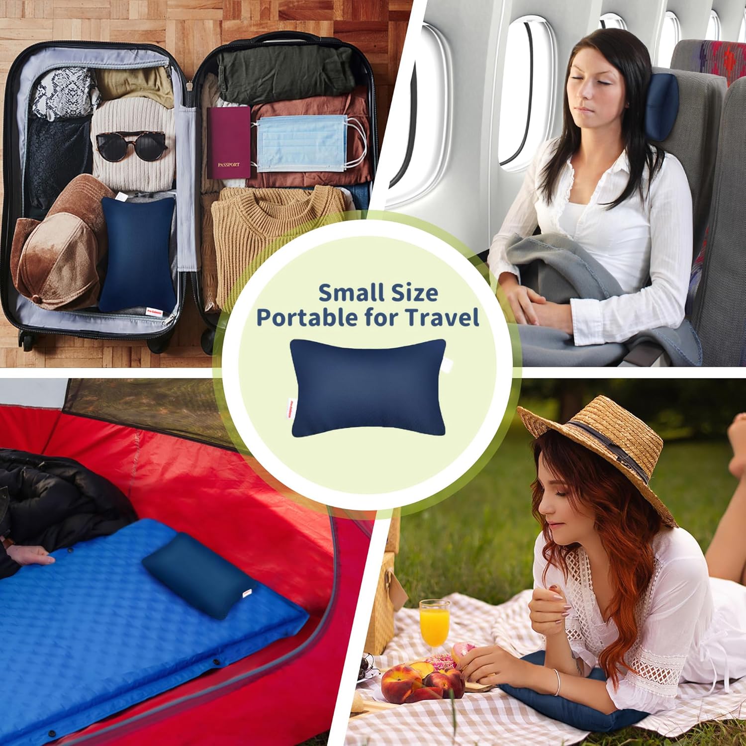 Pro Goleem Small Travel Pillow 11x6x25 Navy Blue