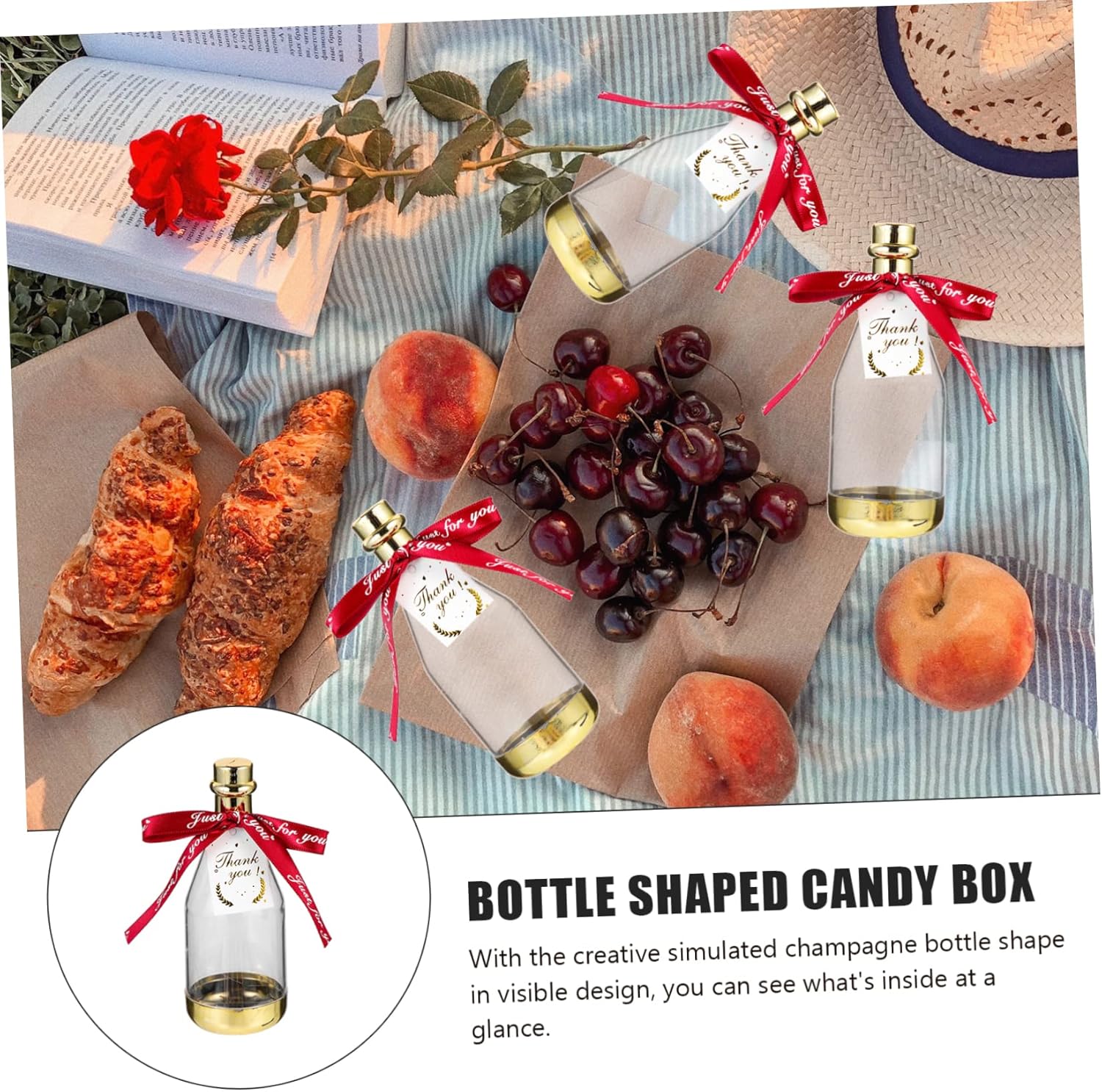 PRETYZOOM 6pc Bottle Shaped Candy Containers for Wedding and Party