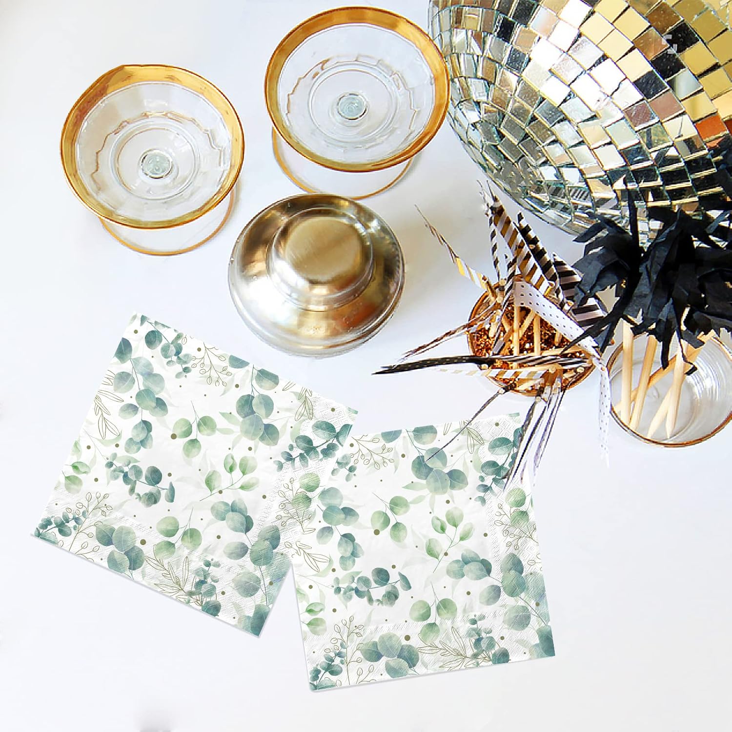 Sage Green 3-Ply Disposable Napkins 5x5 80-Pack