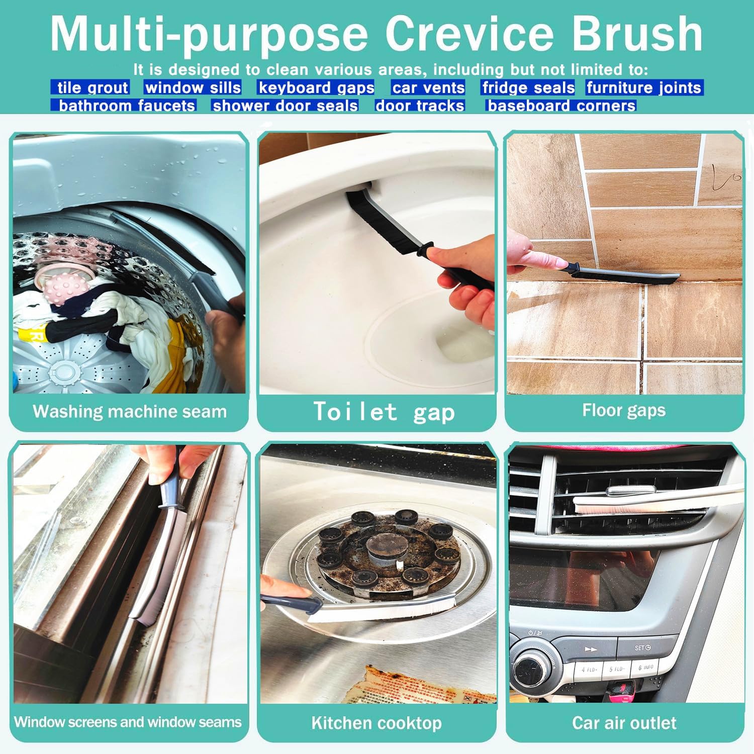 Hard Bristle Crevice Cleaning Brush 2 Pack