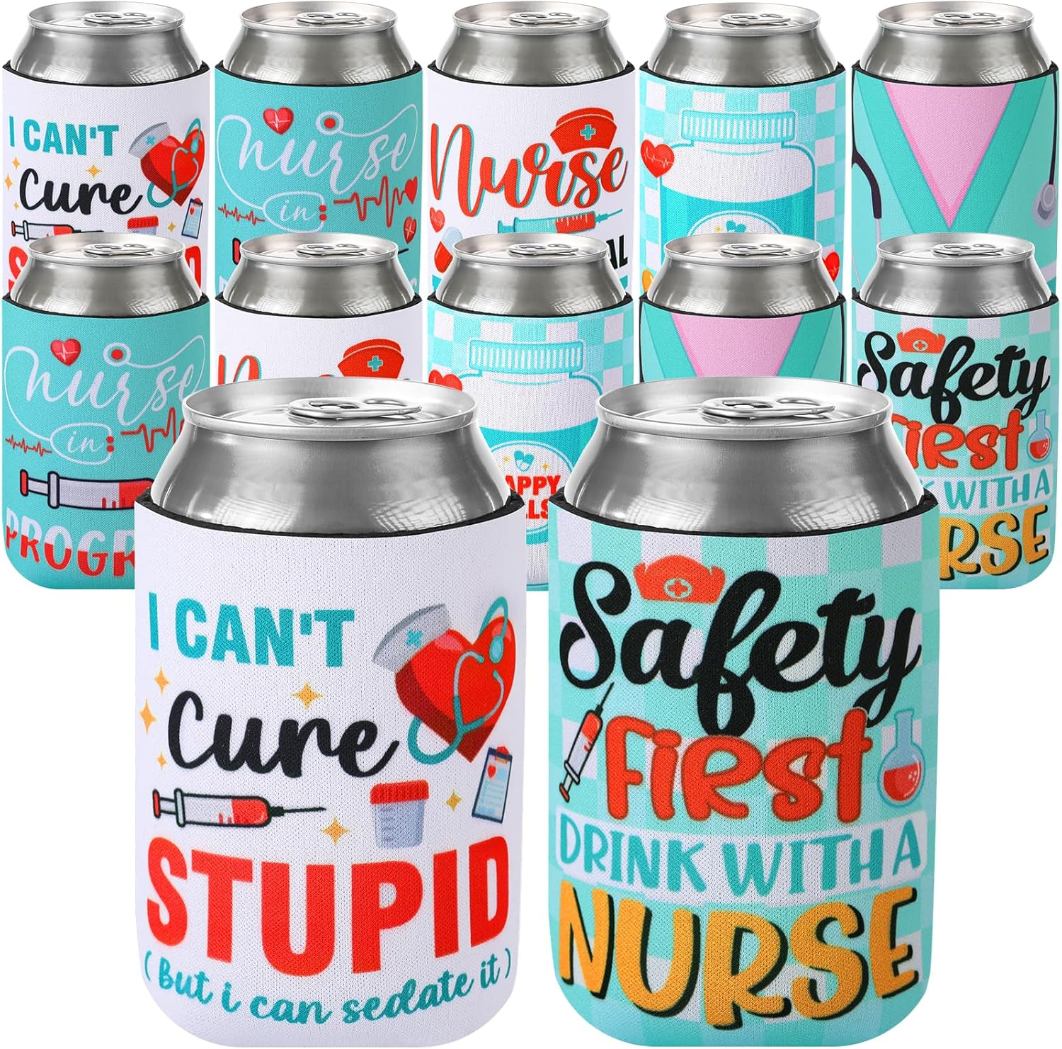 Nurses Week Funny Can Coolers 12 Pack Set
