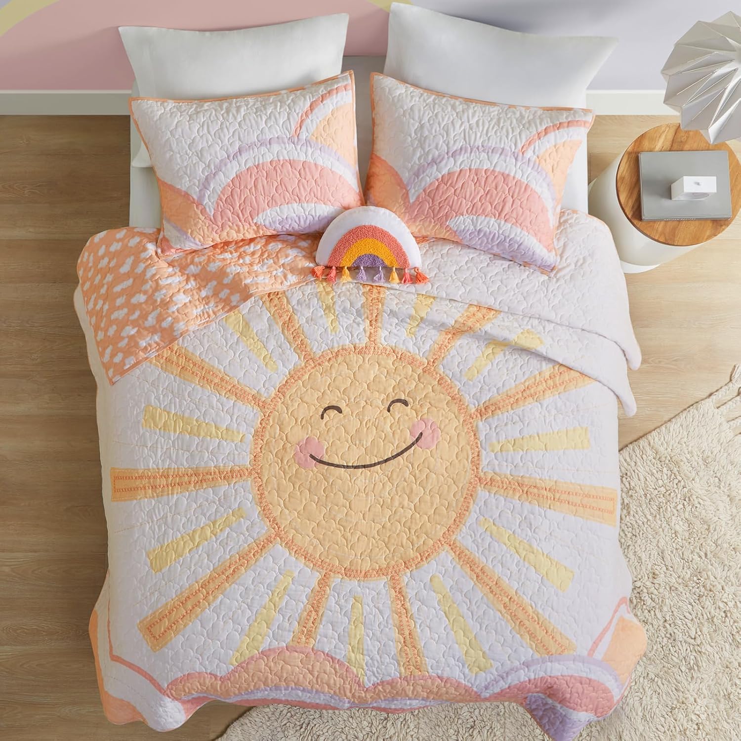 Urban Habitat Kids Queen Quilt Set with Rainbow and Clouds