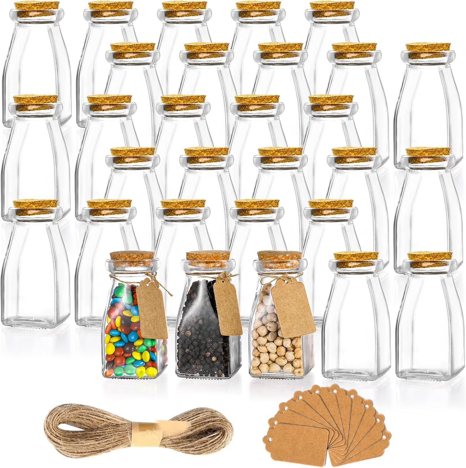Yarlung 30 Pack Glass Favor Jars with Cork Lids