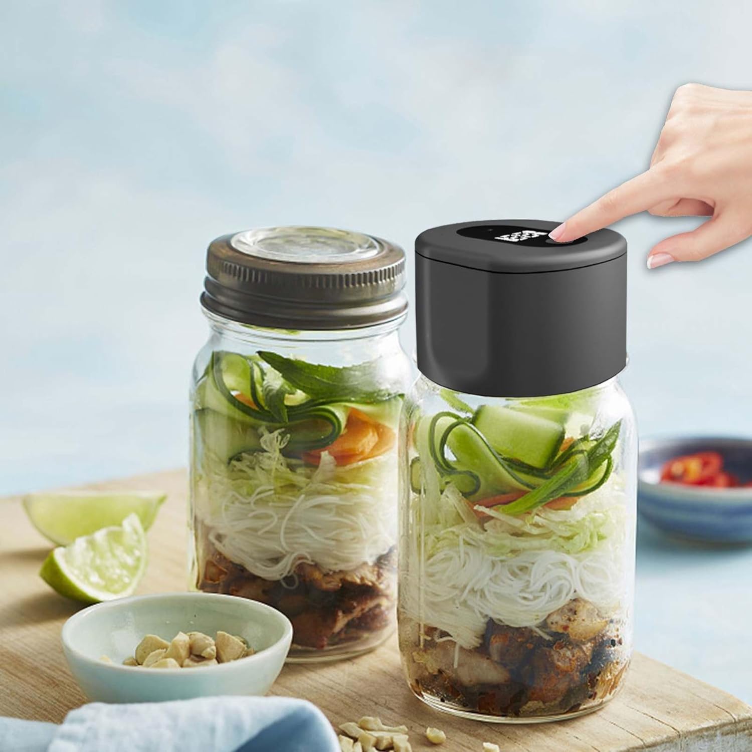Cordless Electric Vacuum Sealer Kit for Mason Jars Black