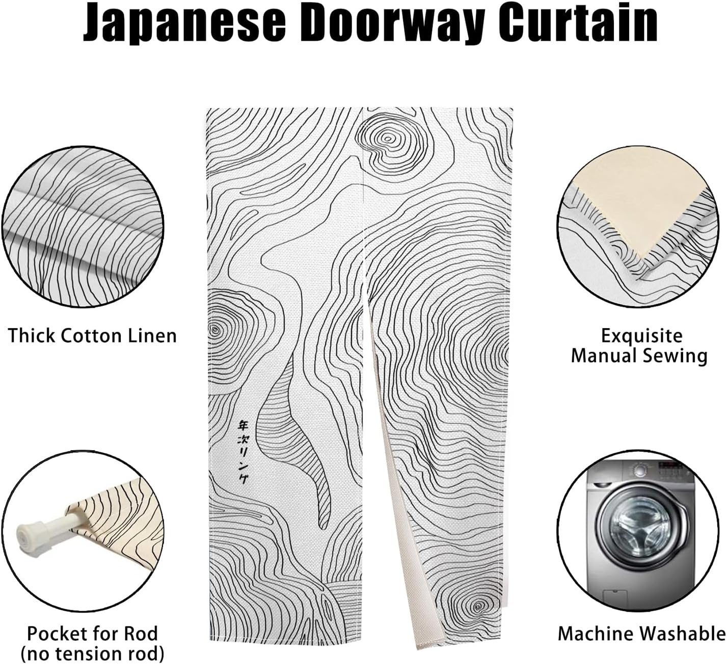 Noren Door Curtain Privacy Divider with Paisley Pattern