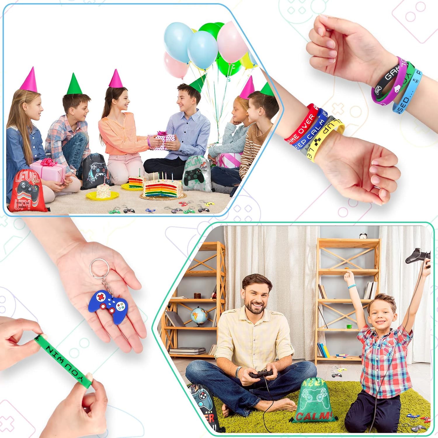 Hungdao 48 Pcs Gamer Party Favors Set
