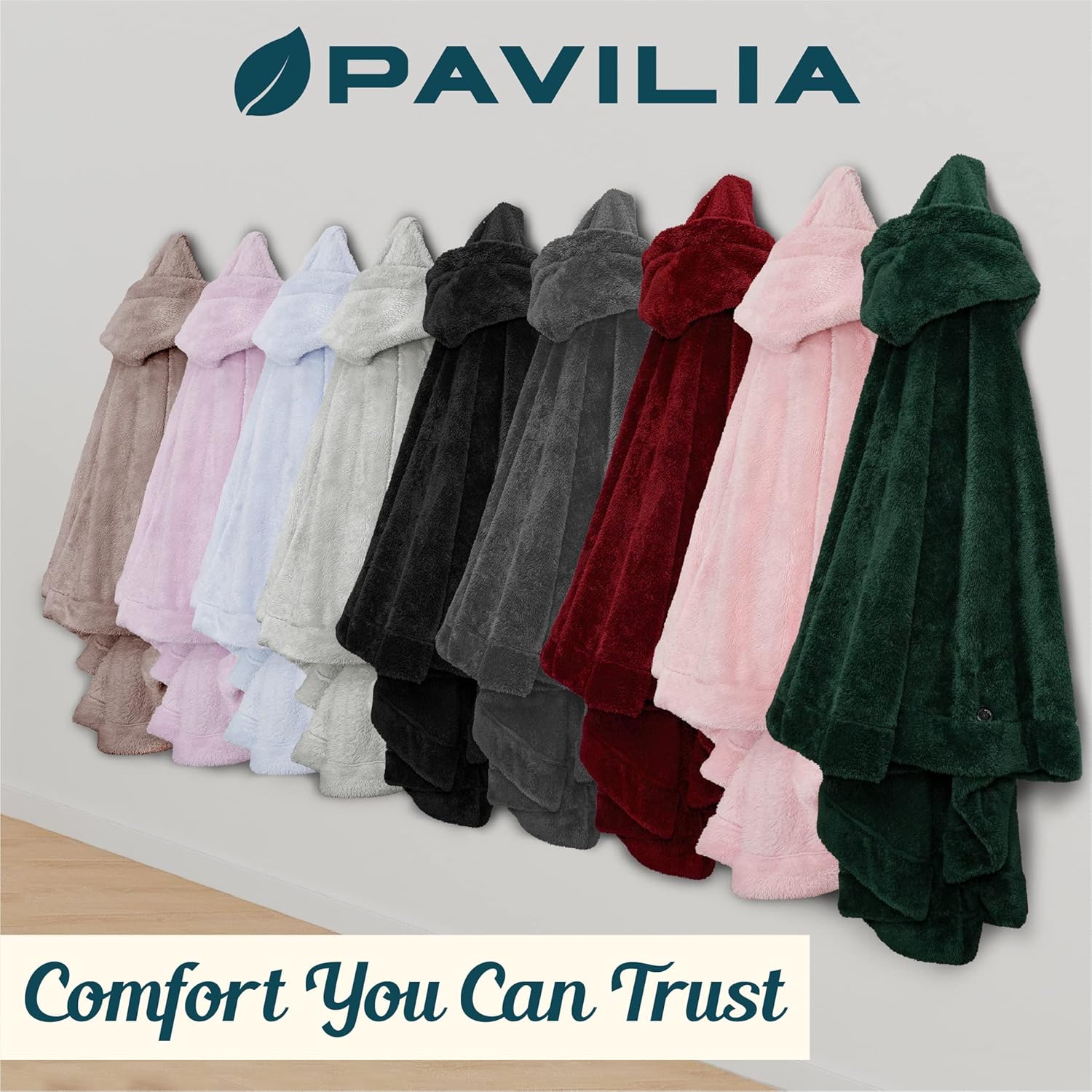 PAVILIA Dark Gray Hooded Blanket Poncho for Women