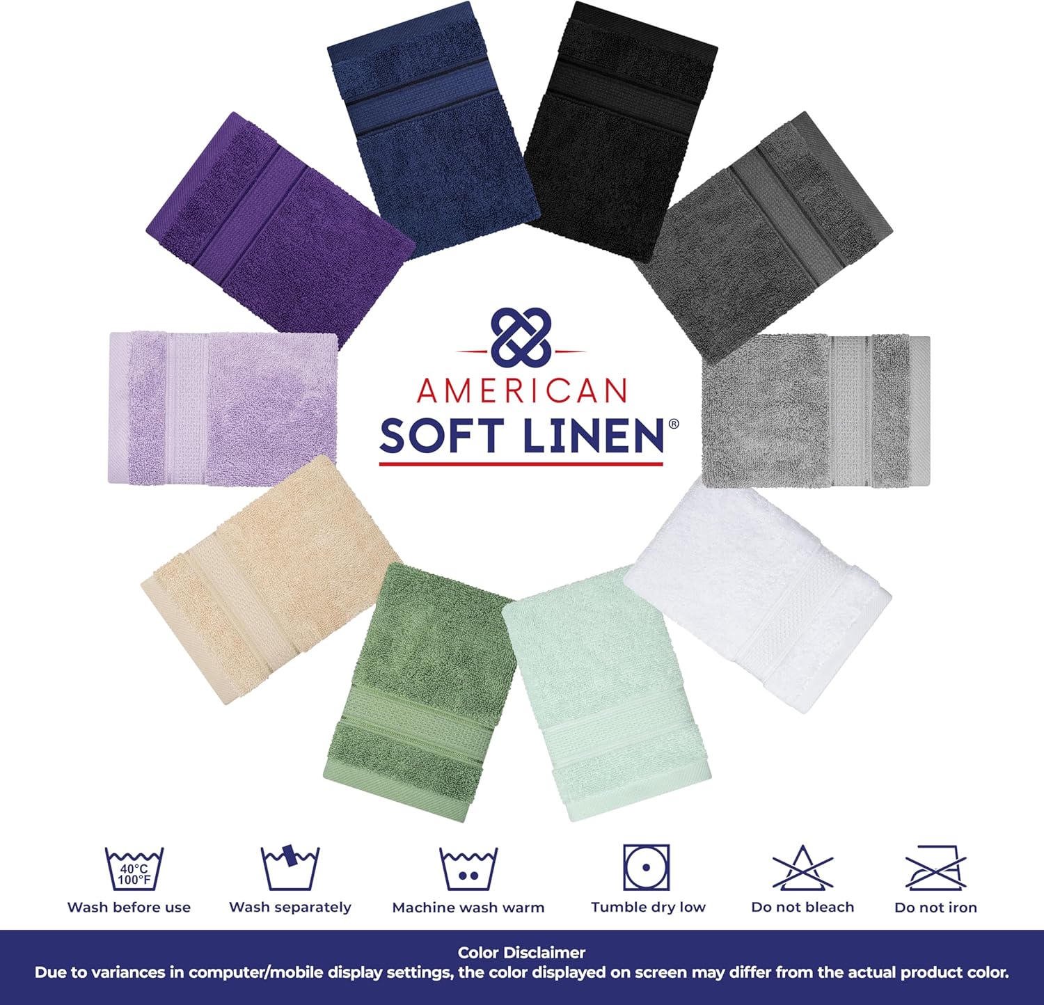 American Soft Linen Salem Bath Towel Set 6 Piece Dark Gray