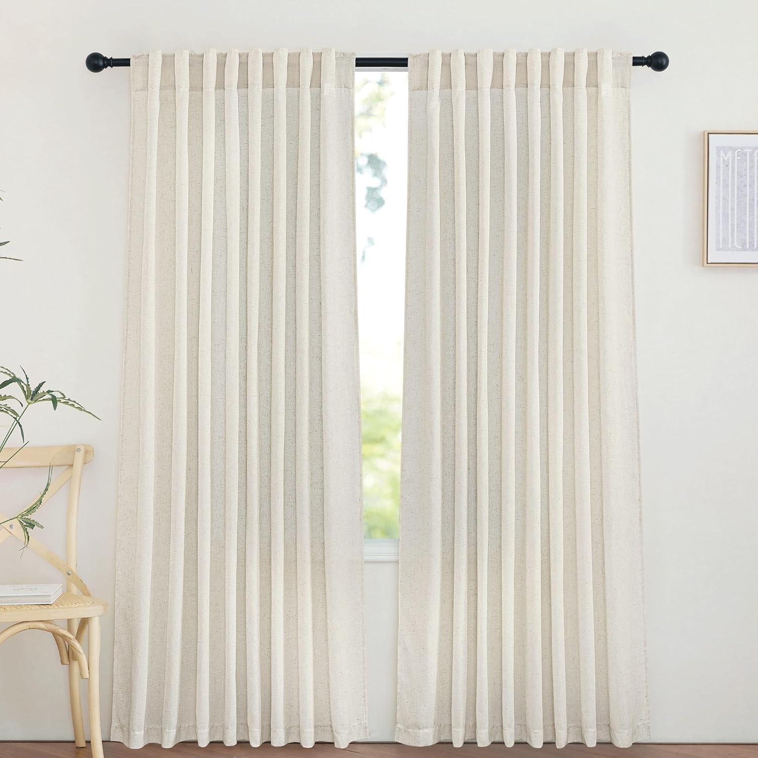 NICETOWN Linen Doorway Curtains 78 Inches Long 2 Panels